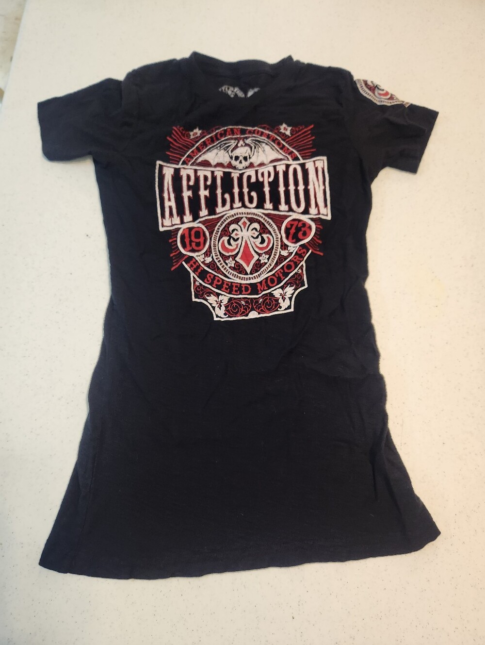 Affliction T-shirt Black & Red 1973 High Speed Motors